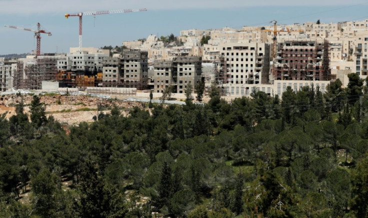 A picture taken on April 12, 2019 shows ongoing construction work at Ramat Shlomo, an Israeli settlement in the mainly Palestinian eastern sector of Jerusalem