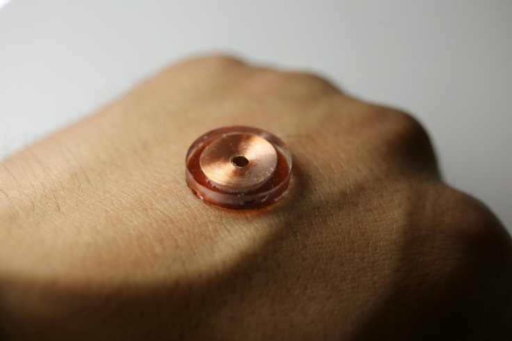The 32 actuators -- each the size of a small coin -- vibrates to create the perception of touch
