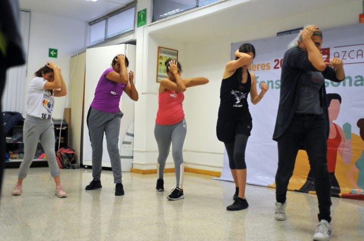A group of young women attend a self-defense class in Mexico City's Azcapotzalco neighborhood -- the government offers the training to help combat the country's epidemic of violence against women