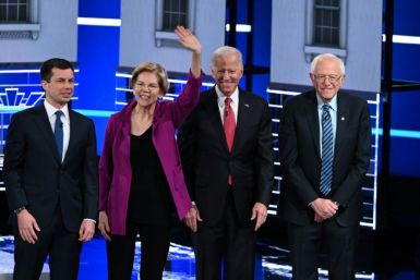 The top candidates in the Democratic presidential nomination race (from left) -- Mayor Pete Buttigieg, Senator Elizabeth Warren, former vice president Joe Biden and Senator Bernie Sanders -- squared off in the party's fifth debate of the 2020 cycle