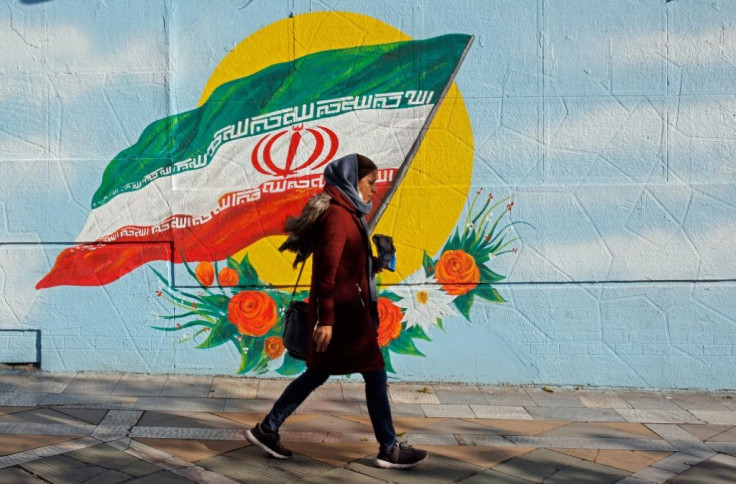 A mural of the Islamic republic's national flag in Tehran
