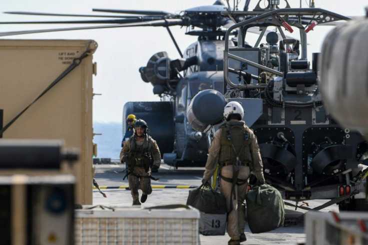 US Black Hawk helicopter crew members took part in the International Maritime Exercise (IMX), led by the US in Gulf waters off Bahrain for three weeks starting October 21