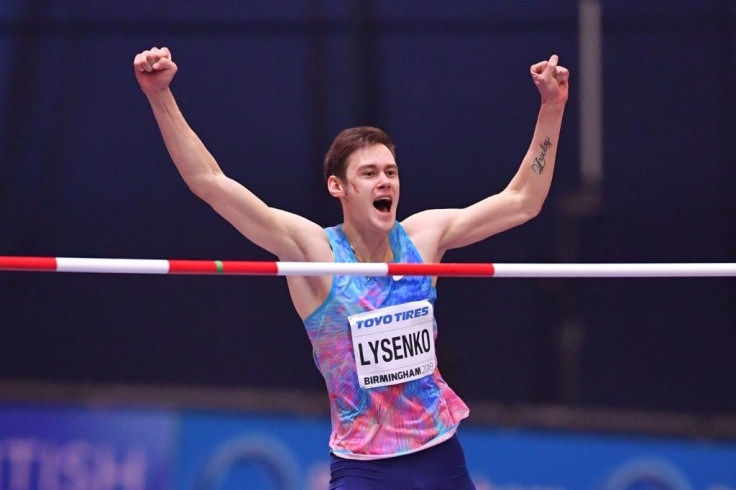 Authorised as a nuetral athlete Danil Lysenko won the men's high jump final at the 2018 IAAF World Indoor Athletics Championships