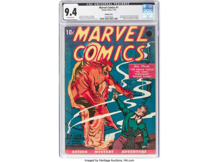 This image courtesy of Heritage Auctions shows a copy of Marvel Comics number one, the 1939 comic book considered the "Big Bang" of the Marvel Comics Superhero Universe