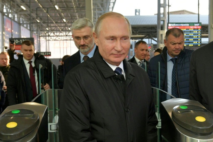Among those who signed the letter is the father of Yana Savchuk who was killed by her partner in 2016 after police ignored her pleas for help; Russian President Vladimir Putin is pictured in Moscow on November 21, 2019