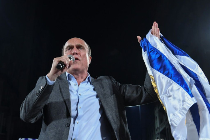 The presidential candidate for Uruguay's leftist governing coalition Frente Amplio, Daniel Martinez, speaks to supporters at the party's headquarters in Montevideo