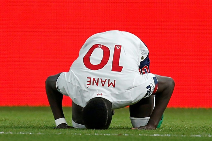 Liverpool forward Sadio Mane celebrates after scoring against Crystal Palace