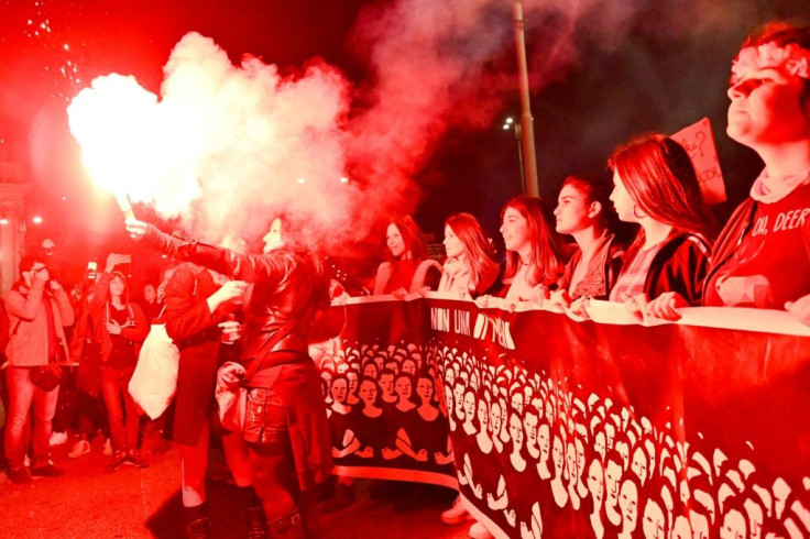 In Rome, banners from political parties and unions were absent at the request of the organisers