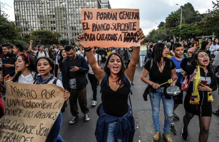 Most protests, like this one in Bogota on November 23, 2019, were peaceful