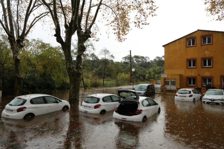 The Alpes-Maritimes and Var regions of southern France have been hit by torrential rainstorms that also caused huge waves in seaside areas