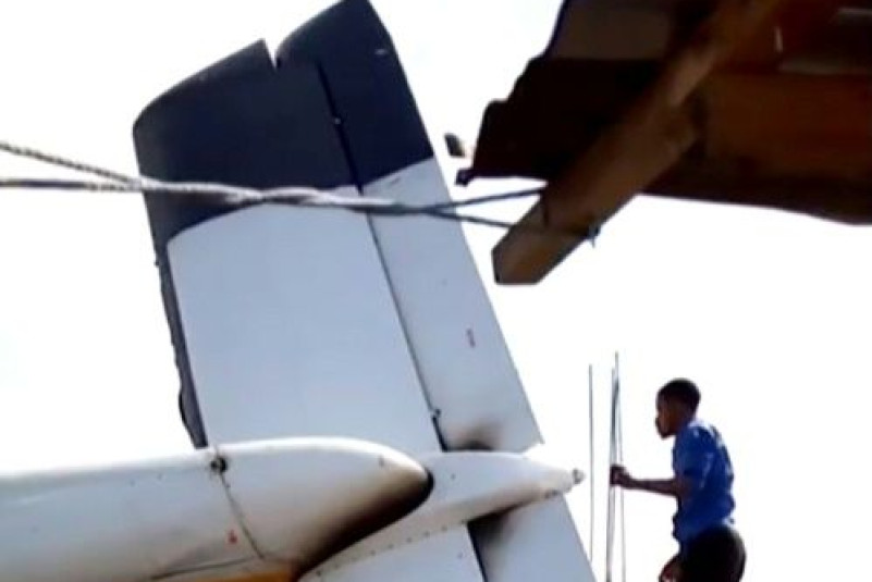 The plane crashed down in a densely-populated area of DR city Goma