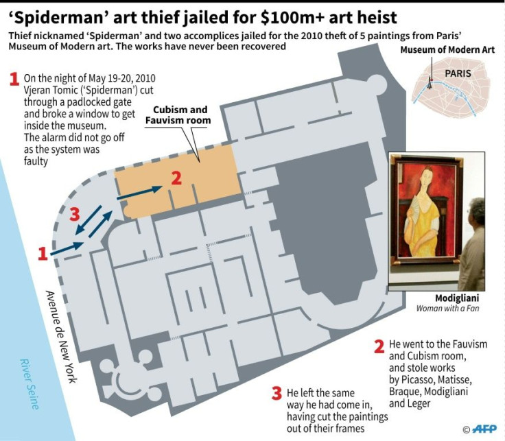 Map detailing the 2010 $100-million art heist at a top Paris museum