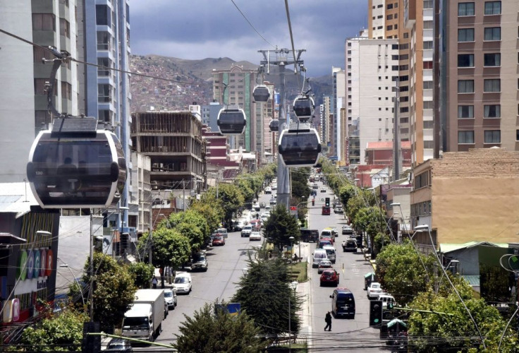 Cablecars on the move in La Paz as the city gets back to normal after weeks of unrest