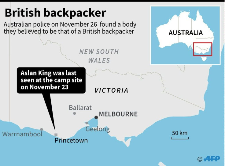 Map showing Victoria in Australia where a body was found on November 26, believed to be that of a missing British backpacker.