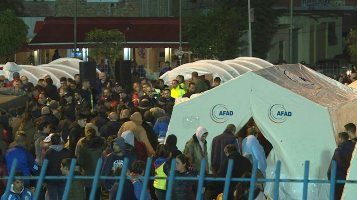 Albanians sheltered in tents overnight in the city of Durres