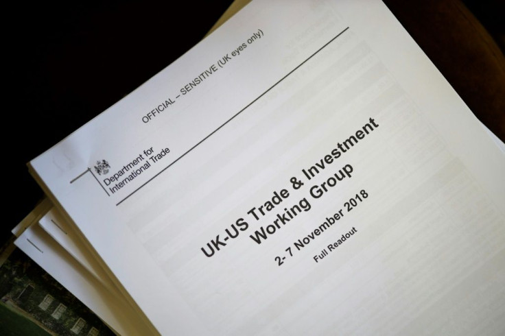 The Conservatives say the documents -- readouts of six meetings of the UK-US Trade and Investment Working Group between 2017 and 2019 -- have been online for two months
