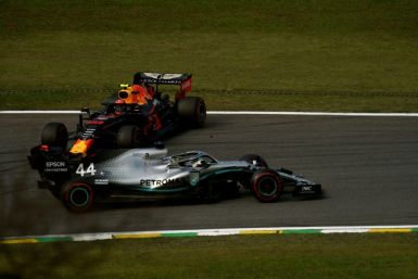 Collision course: Lewis Hamilton crashes with Red Bull's Alexander Albon in Brazil