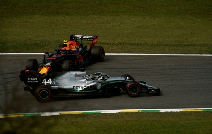 Collision course: Lewis Hamilton crashes with Red Bull's Alexander Albon in Brazil