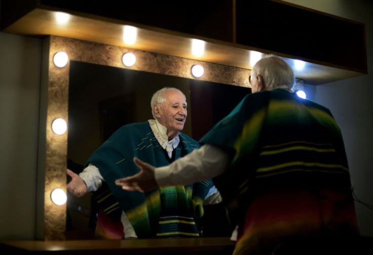 Ze Celso, 82, gets ready backstage before a performance of Roda Viva in Rio de Janeiro: when it was originally staged during the dictatorship, police stormed the theatre and beat up the performers