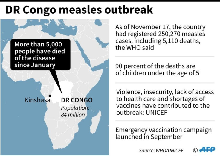 Map locating DR Congo where more than 5,000 people have died of measles this year