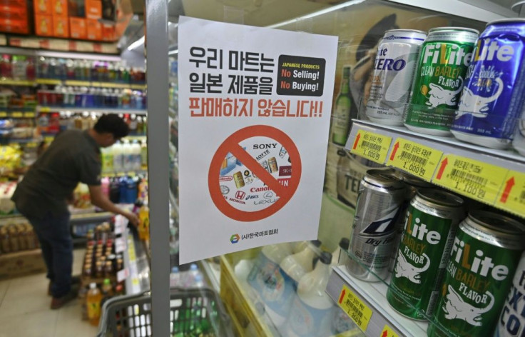 The South Korean boycott campaign has seen Japanese beer exports to the country wiped out, while shipments of instant noodles and sake have also taken a hit