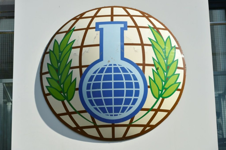 Moscow and its allies were trying to block next year's budget for the Organisation for the Prohibition of Chemical Weapons, whose logo is pictured at The Hague
