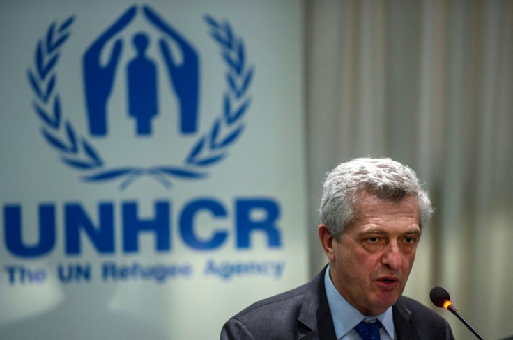 UN High Commissioner for Refugees Filippo Grandi speaks during a press conference in Athens on November 28
