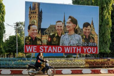 Billboards have started to appear in Myanmar, supporting the civilian leader's decision to represent the country at the International Court of Justice
