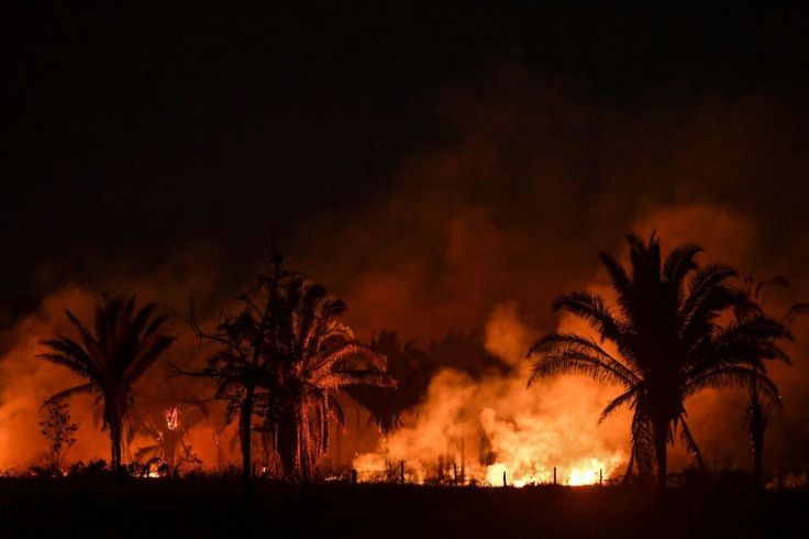 This file photo, taken on September 10, 2019, shows a fire in the Amazon rainforest near Itaituba, in Brazil's northern Para state