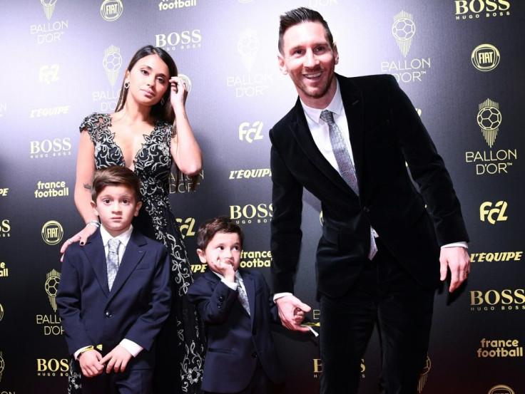 Lionel Messi in Paris with his family before collecting his sixth Ballon d'Or award on Monday
