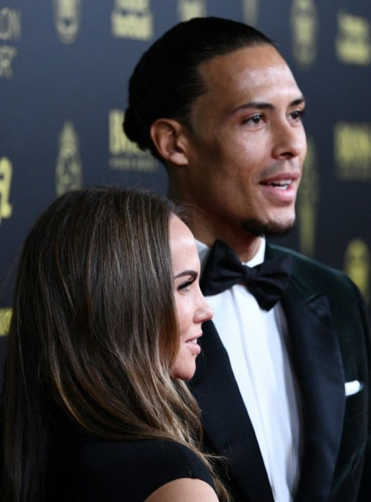 Liverpool's Dutch defender Virgil van Dijk and his wife Rike Nooitgedagt in Paris on Monday, where he claimed second place in the Ballon d'Or behind Lionel Messi