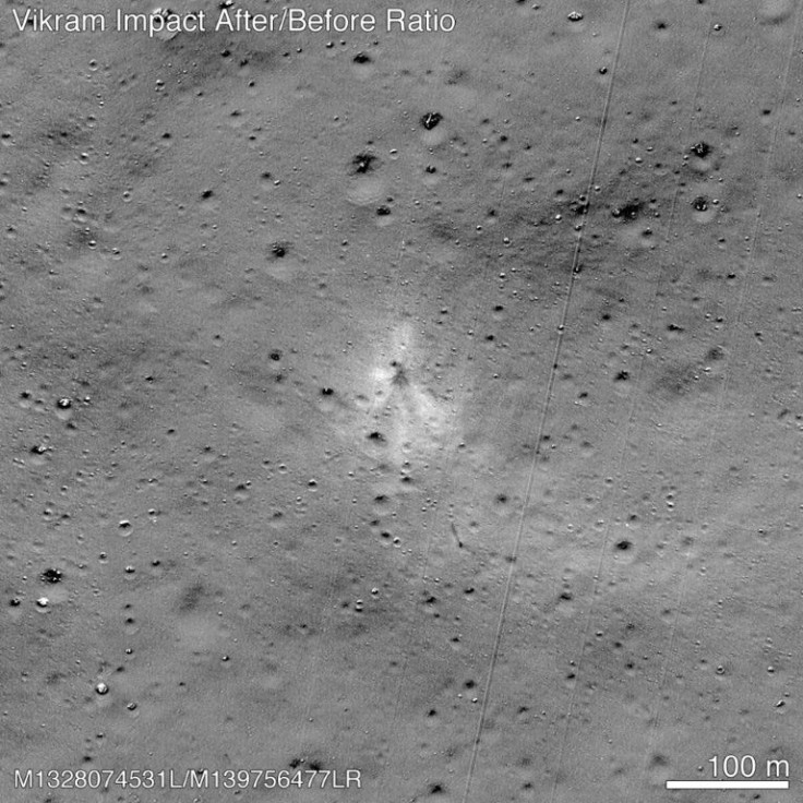 NASA released an image taken by its Lunar Reconnaissance Orbiter that showed the site where India's Vikram lander crashed on the lunar surface in September 2019