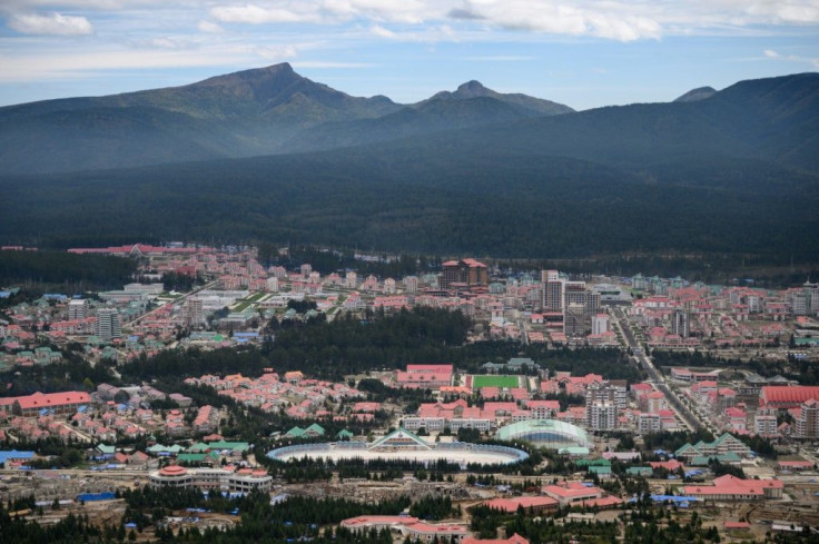 Taken in September, this photo shows the vast Samjiyon site with Mount Paektu, a symbol of the North Korean nation in the background