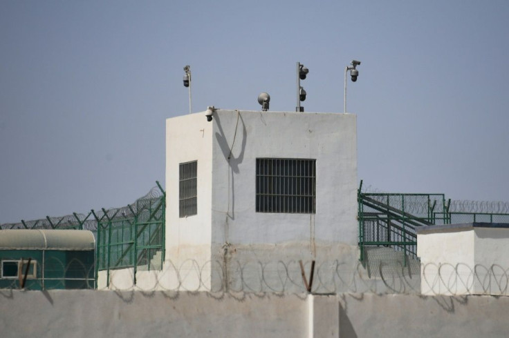 The outer wall of a complex that includes what is believed to be a re-education camp where mostly Muslim ethnic minorities are detained in Xinjiang