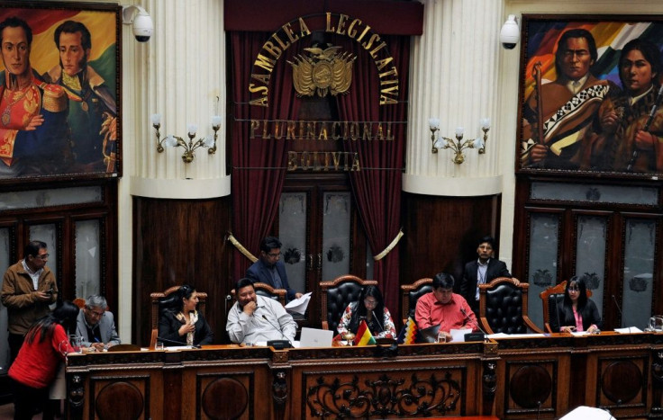 Bolivian legislators meet during a session of the Legislative Assembly in La Paz on November 28, 2019