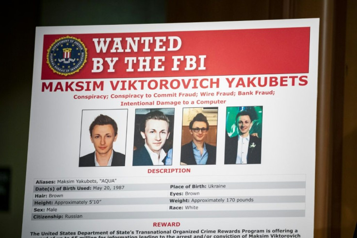 The FBI wanted poster of Maksim Viktorovich Yakubets, a Russian hacker known as 'aqua' indicted Thursday for a decade-long cybertheft spree