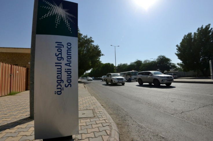 The oil-rich kingdom has put a value of $1.7 trillion on Aramco as it prepares to sell 1.5 percent of the company to fund its "Vision 2030" economic transformation plan; pictured is a sign in front of Saudi Aramco's offices in Ryadh on December 5, 2019