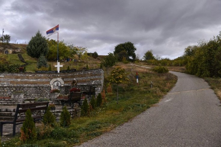 The Serbian national flag flies at Velika Hoca, whose farmers know Handke personally after he made several visits and donated nearly 100,000 euros to the Serb enclave of around 500 people