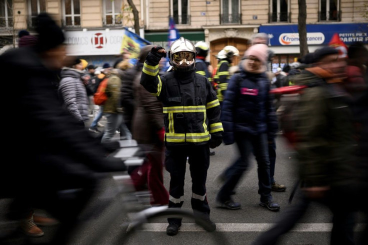Firefighters joined several of the demonstrations across France on Thursday.