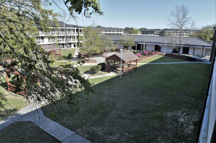 A courtyard and barracks at Naval Air Station Pensacola in Florida