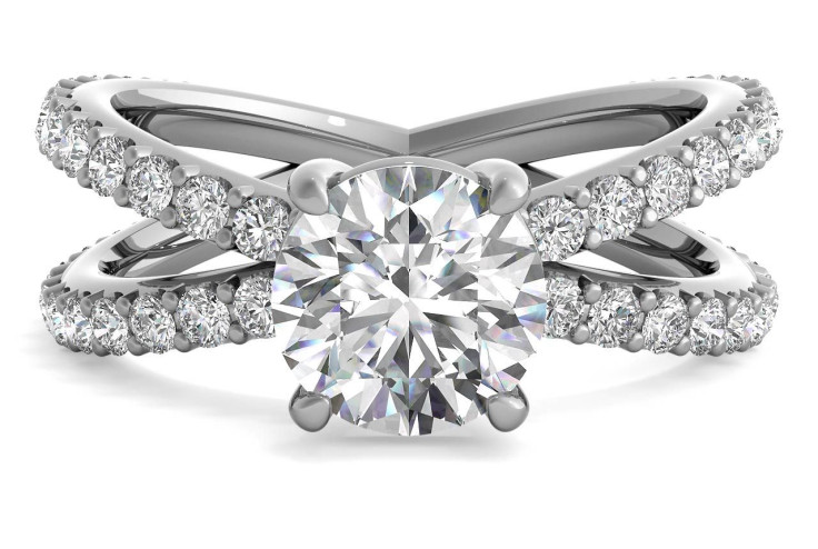 Open Band Diamond Engagement Ring