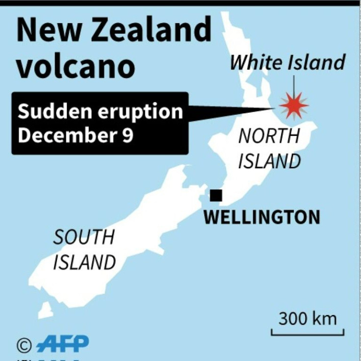 Map locating an erupting volcano in New Zealand.