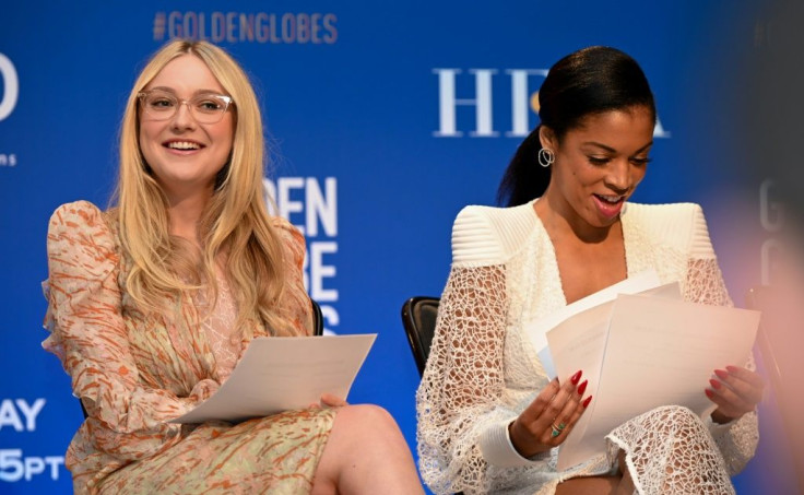 Actress Dakota Fanning (L) and Susan Kelechi Watson attend the 77th Annual Golden Globe Awards nominations announcement at the Beverly Hilton hotel in Beverly Hills on December 9, 2019
