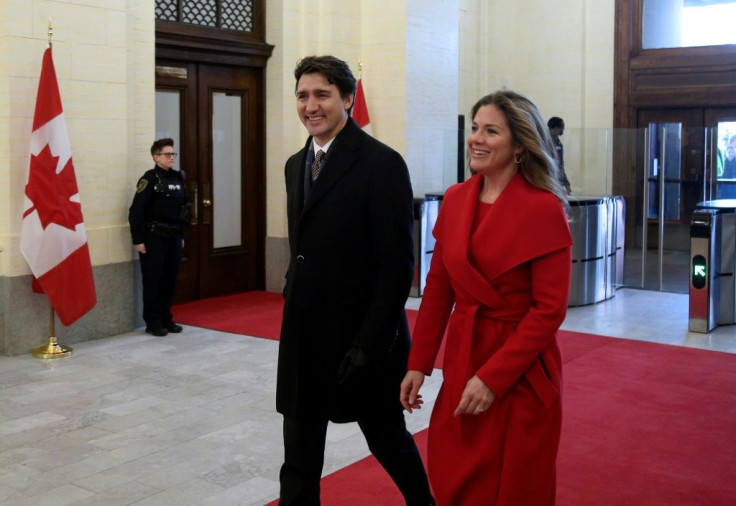 Canada's Prime Minister Justin Trudeau, pictured arriving at the Senate with his wife Sophie Gregorie, called during the 2019 election campaign for a three percent tax on digital companies