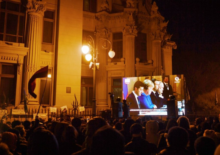 About 200 demonstrators spent the night in tents outside the Ukrainian president's office