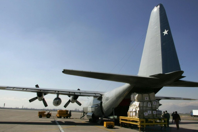 A Chilean Hercules C-130 military transport plane, the same model that has disappeared with 38 people on board