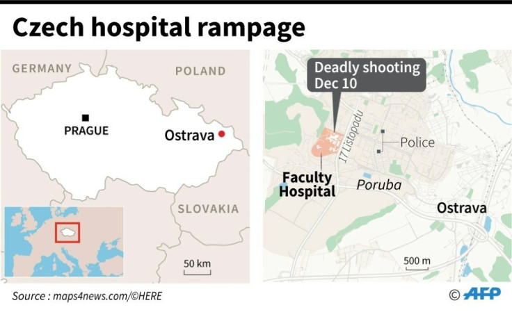 Map of Ostrava in Czech Republic locating the Faculty hospital, where a gunmen shot dead six patients Tuesday.
