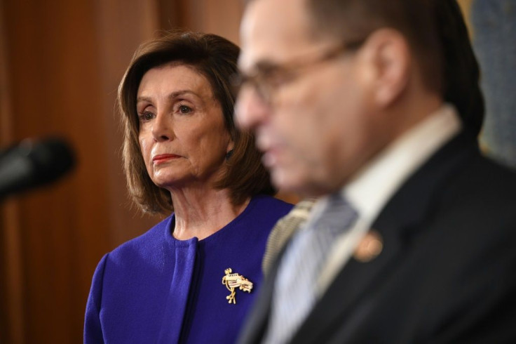 US Speaker of the House Nancy Pelosi stood alongside House Judiciary Chairman Jerry Nadler as the Democrats announced articles of impeachment against  US President Donald Trump
