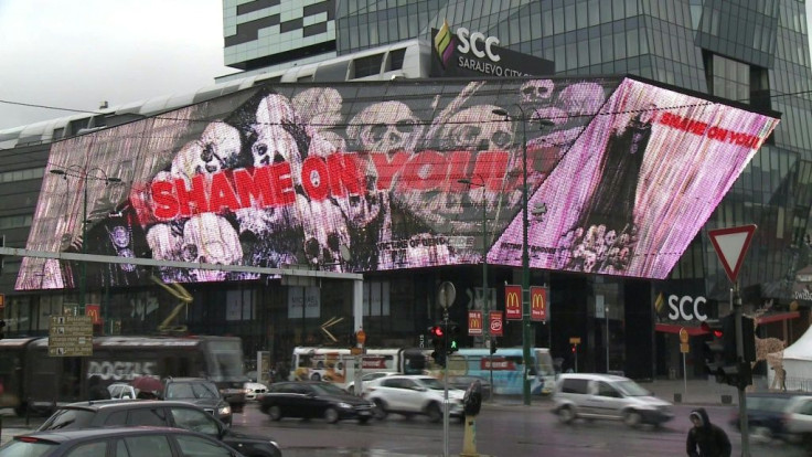 IMAGES "Shame on you" is the message that Bosnian Muslim associations from the 1990's war are sending to the Swedish Academy on a giant billboard in central Sarajevo. Bosnian Muslim associations have denounced the decision of the Swedish Academy to grant 
