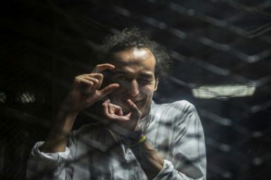 Egyptian photographer Mahmoud Abdel Shakour, known as Shawkan, released in March, 2019, pictured during his trial in Cairo in 2016 after covering the police dispersal of an Islamist protest camp in the city